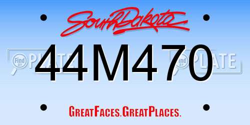44M470 South Dakota License Plate