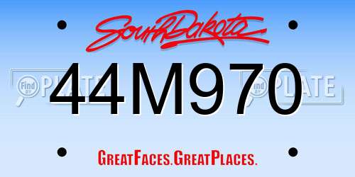44M970 South Dakota License Plate