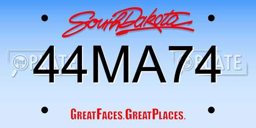 44MA74 South Dakota License Plate