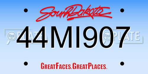 44MI907 South Dakota License Plate