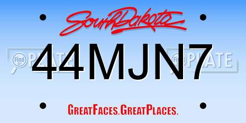 44MJN7 South Dakota License Plate
