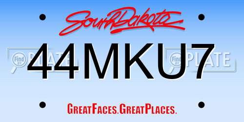 44MKU7 South Dakota License Plate
