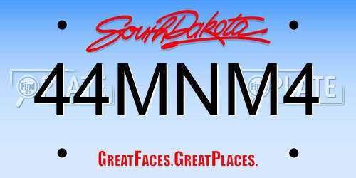 44MNM4 South Dakota License Plate