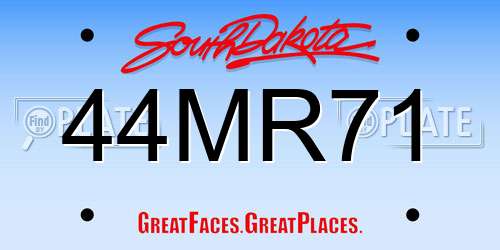 44MR71 South Dakota License Plate