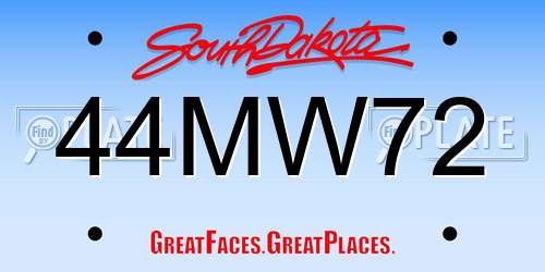 44MW72 South Dakota License Plate