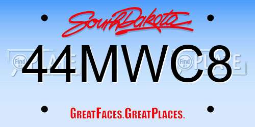 44MWC8 South Dakota License Plate