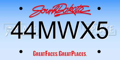 44MWX5 South Dakota License Plate