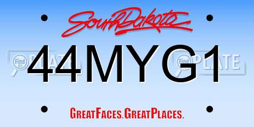 44MYG1 South Dakota License Plate
