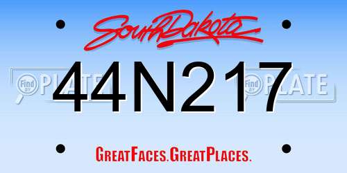 44N217 South Dakota License Plate