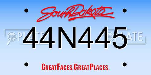 44N445 South Dakota License Plate