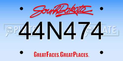 44N474 South Dakota License Plate