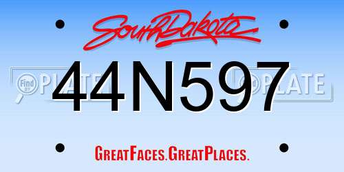 44N597 South Dakota License Plate