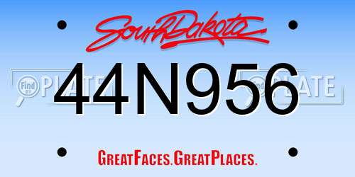 44N956 South Dakota License Plate