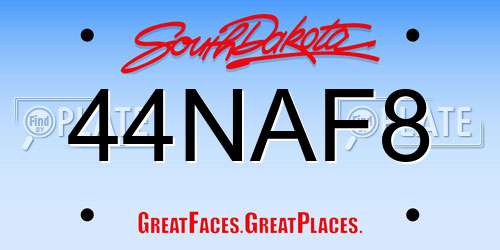 44NAF8 South Dakota License Plate