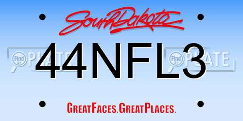 44NFL3 South Dakota License Plate