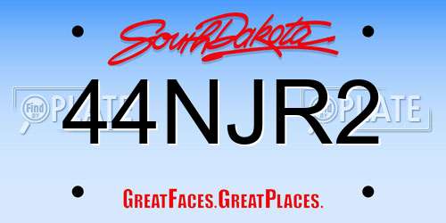 44NJR2 South Dakota License Plate