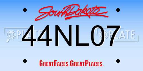 44NL07 South Dakota License Plate