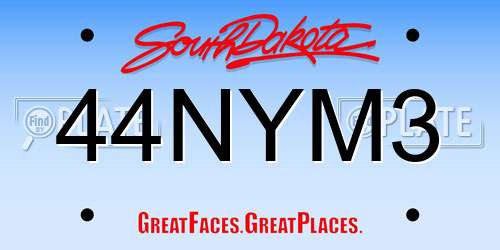 44NYM3 South Dakota License Plate