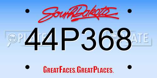 44P368 South Dakota License Plate