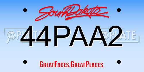 44PAA2 South Dakota License Plate