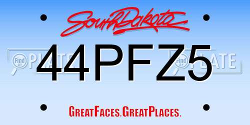 44PFZ5 South Dakota License Plate