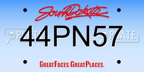 44PN57 South Dakota License Plate