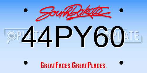 44PY60 South Dakota License Plate