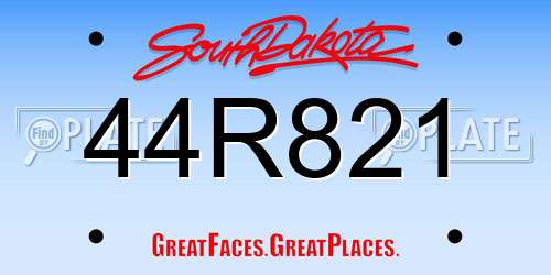 44R821 South Dakota License Plate
