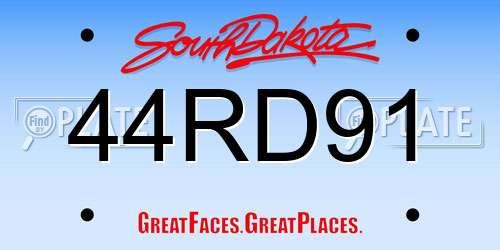 44RD91 South Dakota License Plate
