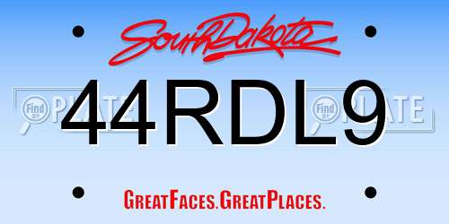 44RDL9 South Dakota License Plate