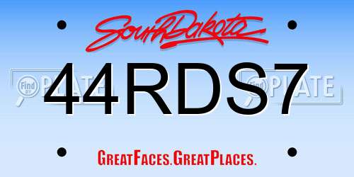 44RDS7 South Dakota License Plate