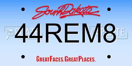 44REM8 South Dakota License Plate