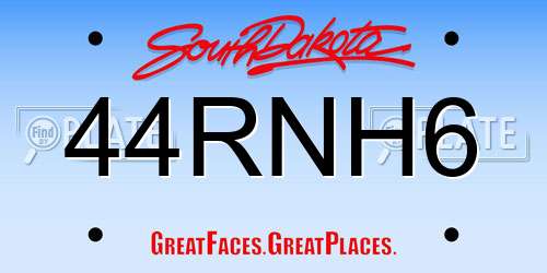 44RNH6 South Dakota License Plate