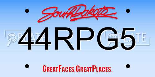 44RPG5 South Dakota License Plate