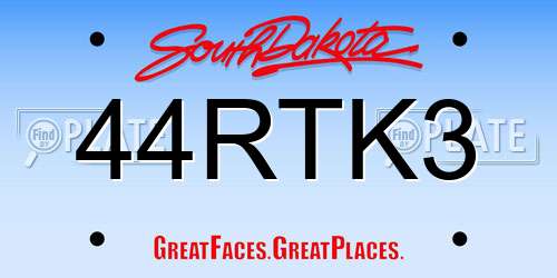 44RTK3 South Dakota License Plate