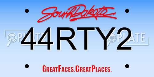 44RTY2 South Dakota License Plate