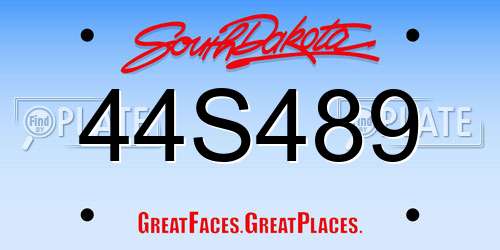 44S489 South Dakota License Plate