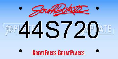 44S720 South Dakota License Plate