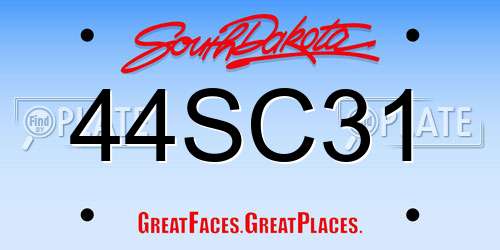 44SC31 South Dakota License Plate