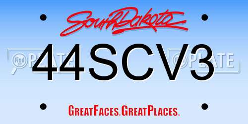 44SCV3 South Dakota License Plate