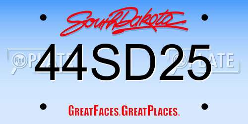44SD25 South Dakota License Plate