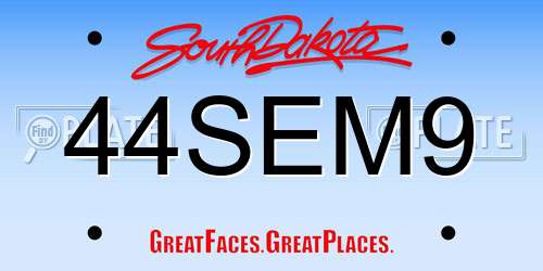 44SEM9 South Dakota License Plate