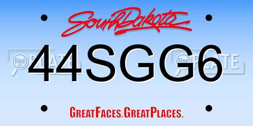 44SGG6 South Dakota License Plate