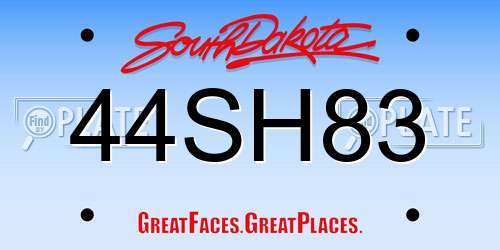 44SH83 South Dakota License Plate