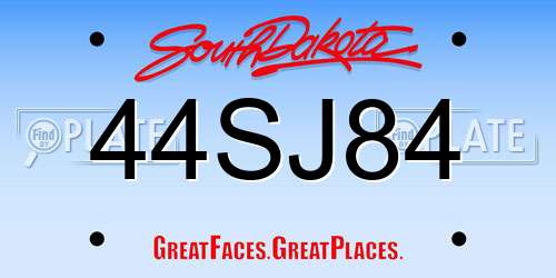 44SJ84 South Dakota License Plate