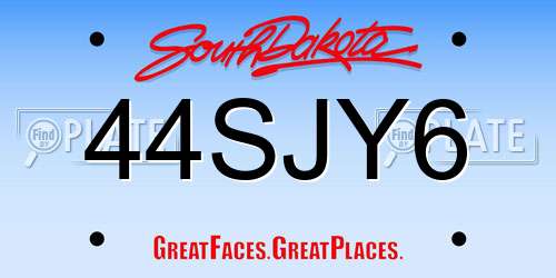 44SJY6 South Dakota License Plate