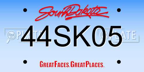 44SK05 South Dakota License Plate