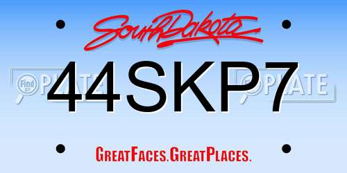 44SKP7 South Dakota License Plate