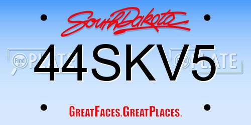 44SKV5 South Dakota License Plate