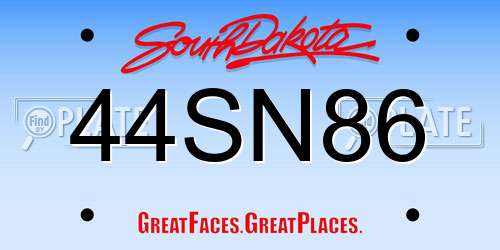 44SN86 South Dakota License Plate